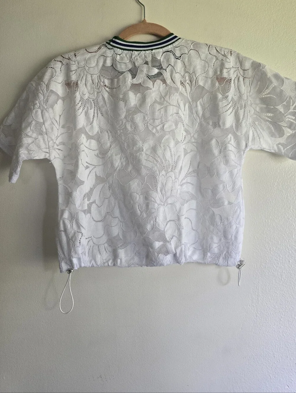 Maeve, Short-Sleeve Lace Pullover Top, White/Green/Blue, Size XS, MSRP $98 - Picture 5 of 8